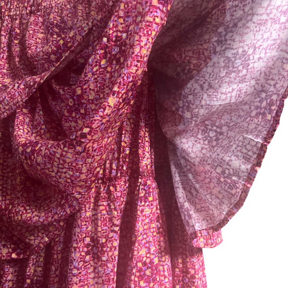 Taylor Tillman New York NWOT Floral Pink Tiered Ruffle Midi Skirt Size Large - Picture 5 of 9